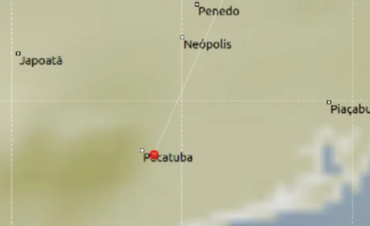 Registro do tremor de terra em Pacatuba, Sergipe