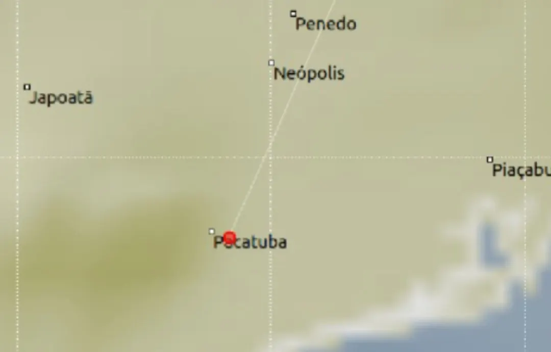 Registro do tremor de terra em Pacatuba, Sergipe