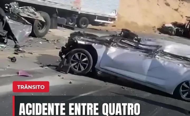 Acidente entre quatro carretas deixa um morto e dois feridos na BR-251