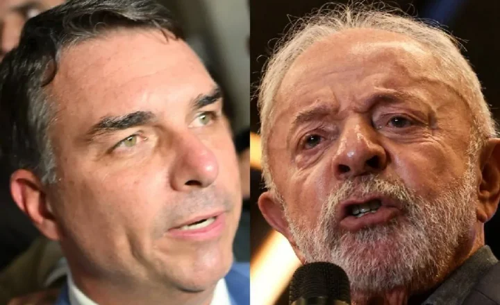 Montagem de dois políticos: à esquerda, um homem de cabelo escuro e olhos claros, olhando para cima e à direita, com a boca entreaberta; à direita, um homem idoso de cabelo e barba brancos, com a boca aberta e um microfone preto à frente