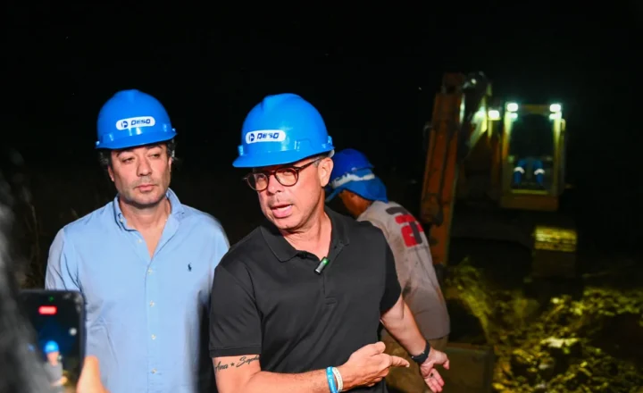 Fábio Mitidieri acompanha trabalho da Deso após rompimento da Adutora do São Francisco