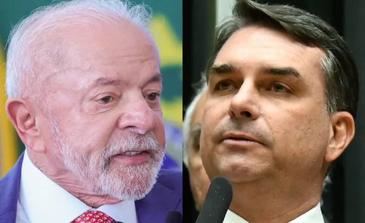 O presidente da República, Luiz Inácio Lula da Silva; e o senador Flávio Bolsonaro (PL-RJ)