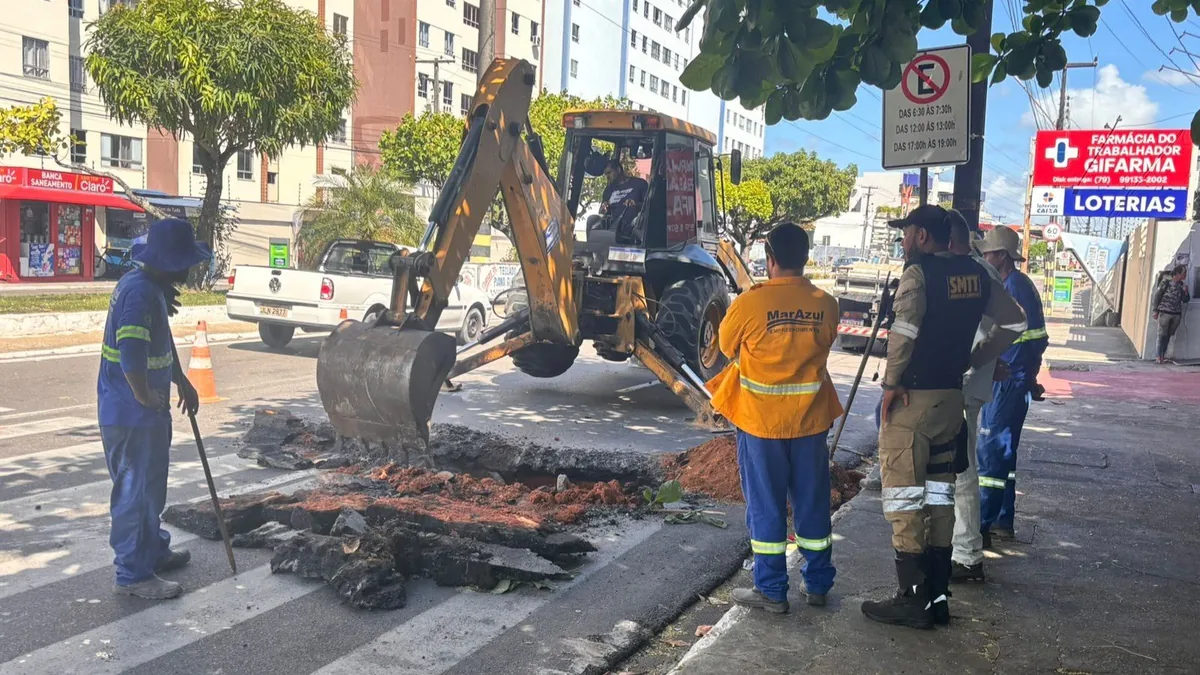 Trecho da Av. Gonçalo Rollemberg Leite passa por reparos nesta quinta