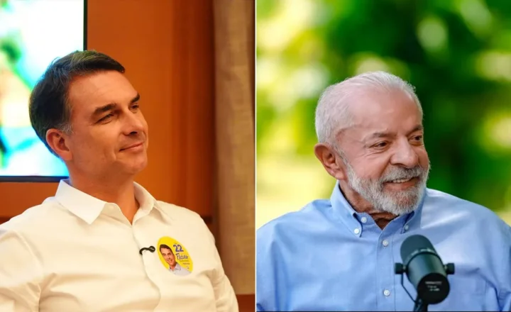 Flávio Bolsonaro (PL) e Lula (PT)