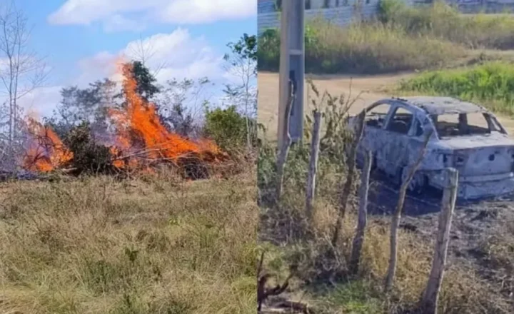 INCÊNDIO DESTRÓI VEÍCULO PERTO DE DELEGACIA EM MALHADA DOS BOIS