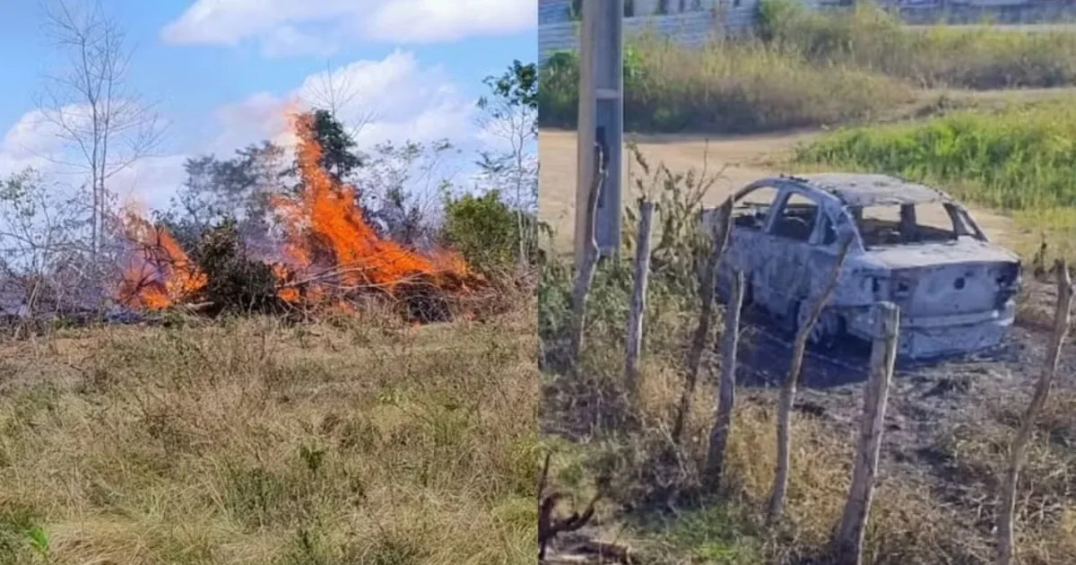 INCÊNDIO DESTRÓI VEÍCULO PERTO DE DELEGACIA EM MALHADA DOS BOIS