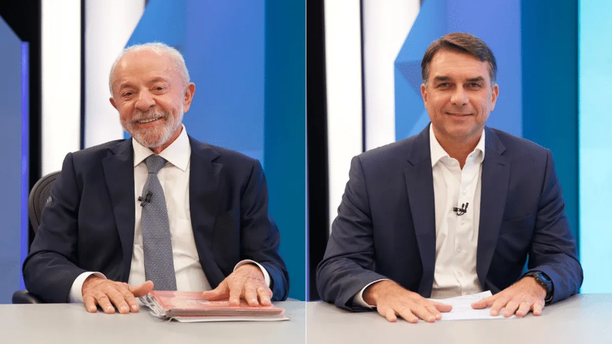 Lula (PT) e Flávio Bolsonaro (PL) em suas respectivas entrevistas à Globo no segundo turno das Eleições 2026