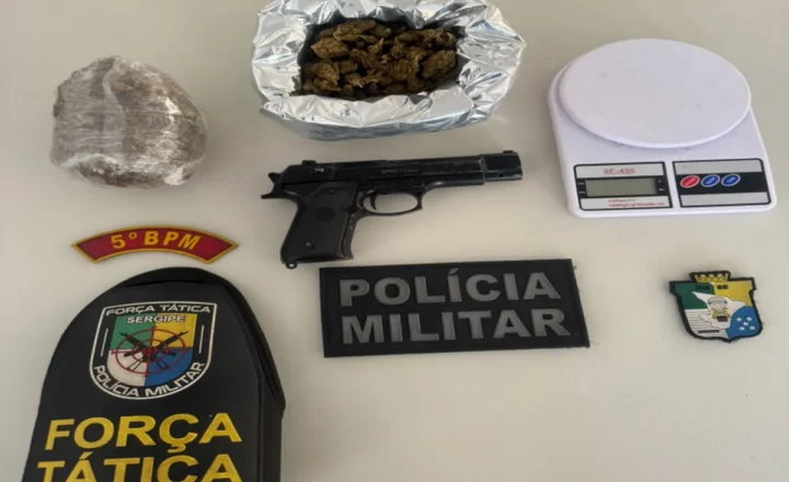 PMSE apreende drogas e simulacro de arma de fogo em Nossa Senhora do Socorro